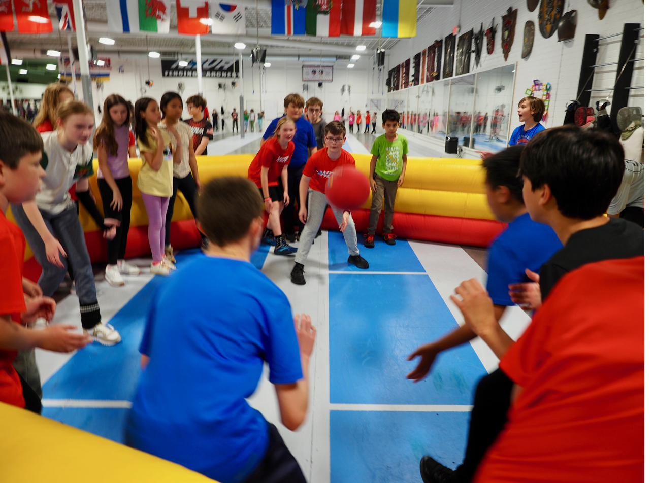 Kids playing Ga-Ga Ball at Nova summer camp