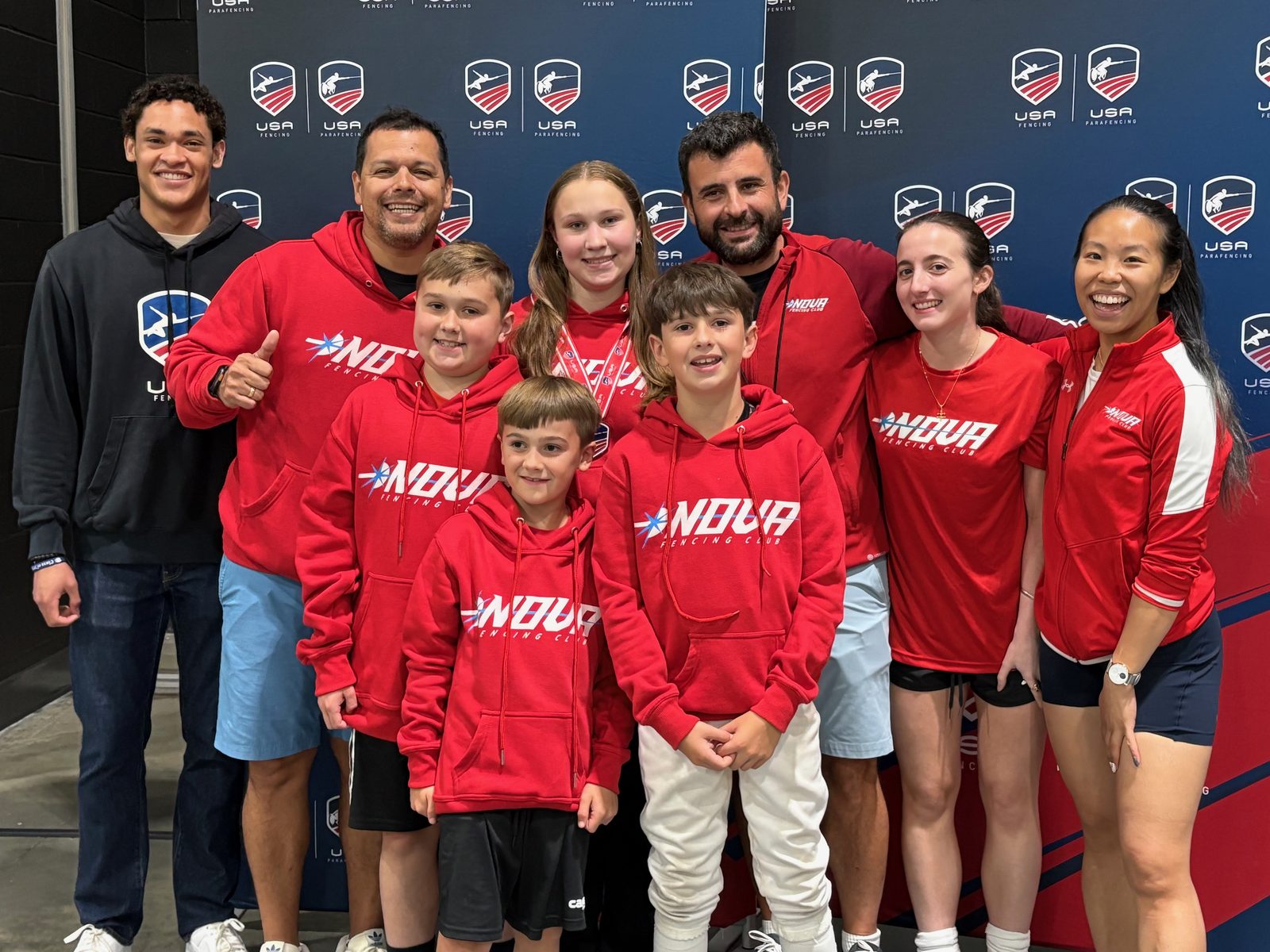 Nova fencers and coaches at a USA Fencing national event